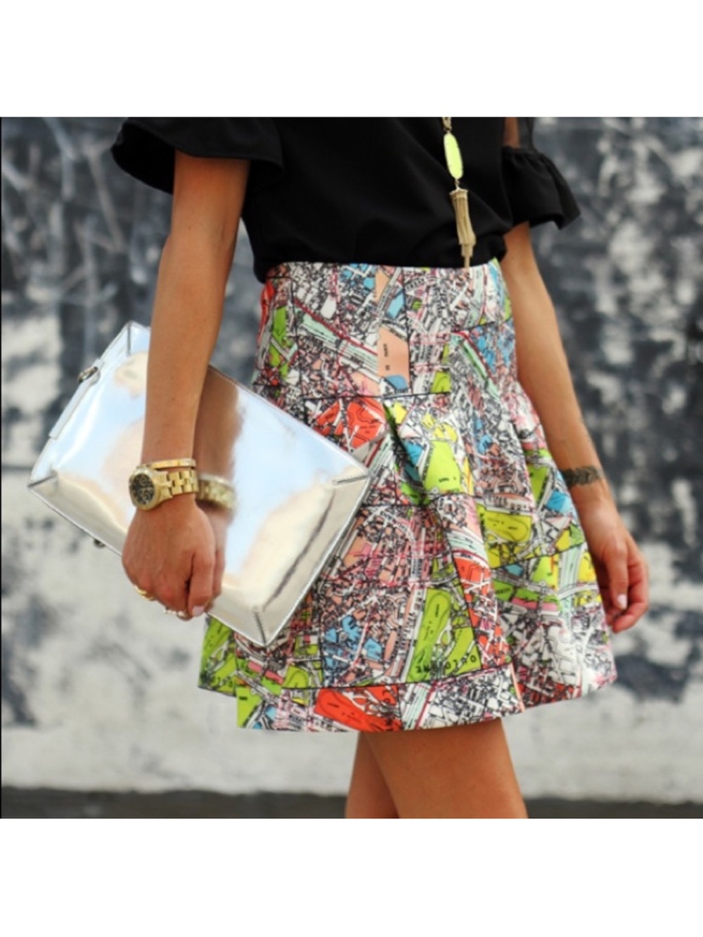 Anthropologie Maeve Map of Paris Skirt Size 2